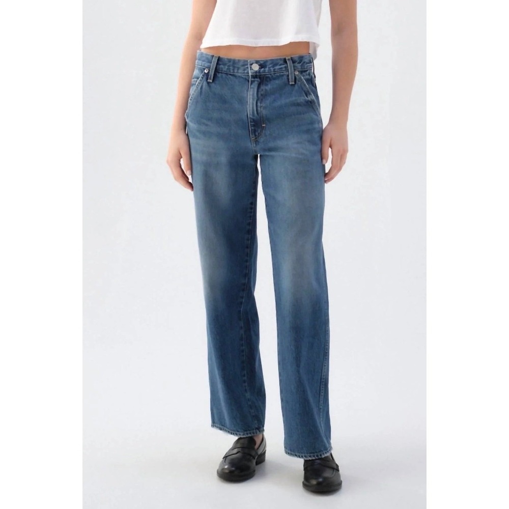 NEW AMO Jocelyn Trouser Straight Jeans Womens Size 26 Mid Rise Boyfriend Indie